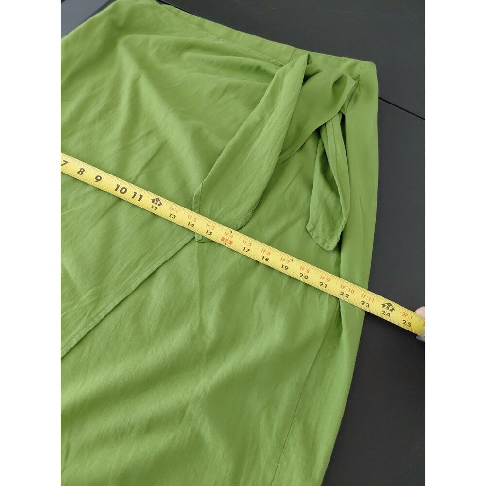 H&M Skirt Maxi Real Wrap Skirt MEDIUM 100% Cotton Lime Green Spring Summer Boho - Picture 8 of 13
